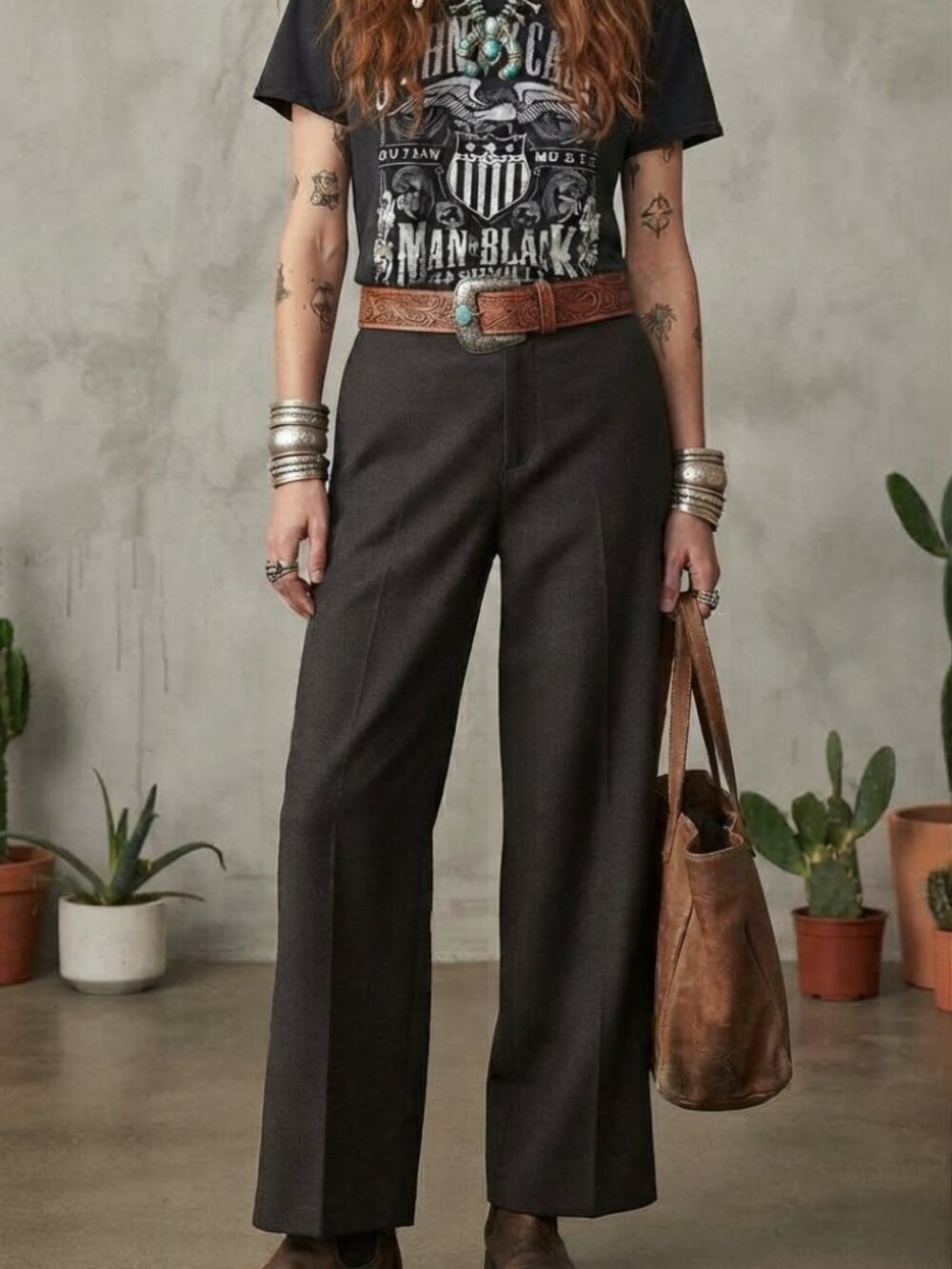 True Vintage Flat-Front Dark Espresso Career Dress Pants Trousers